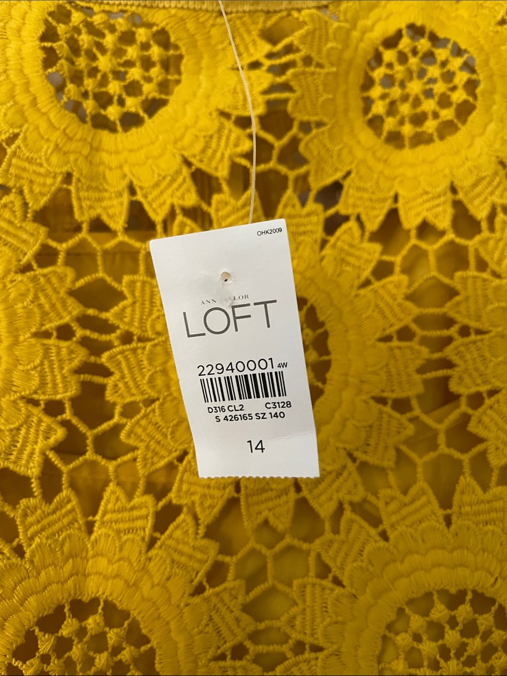 LOFT Yellow Floral Lace Midi Dress - Picture 2 of 2